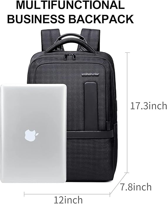 27L Laptop Backpack for Men–USB & Type-C Charging Port, Water-Resistant, Fits 16" Laptop, Expandable, Perfect for Office and Travel-Black