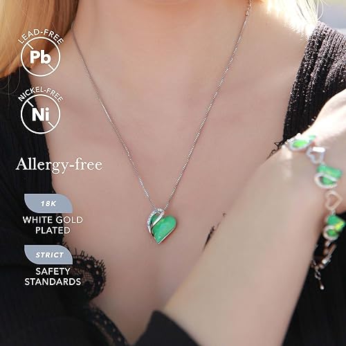Infinity Love Heart Necklace, Birthstone Necklace for Women, Jewelry for Women with Healing Crystals, Allergy Free Pendant Necklace-17-Luck-Opal Green