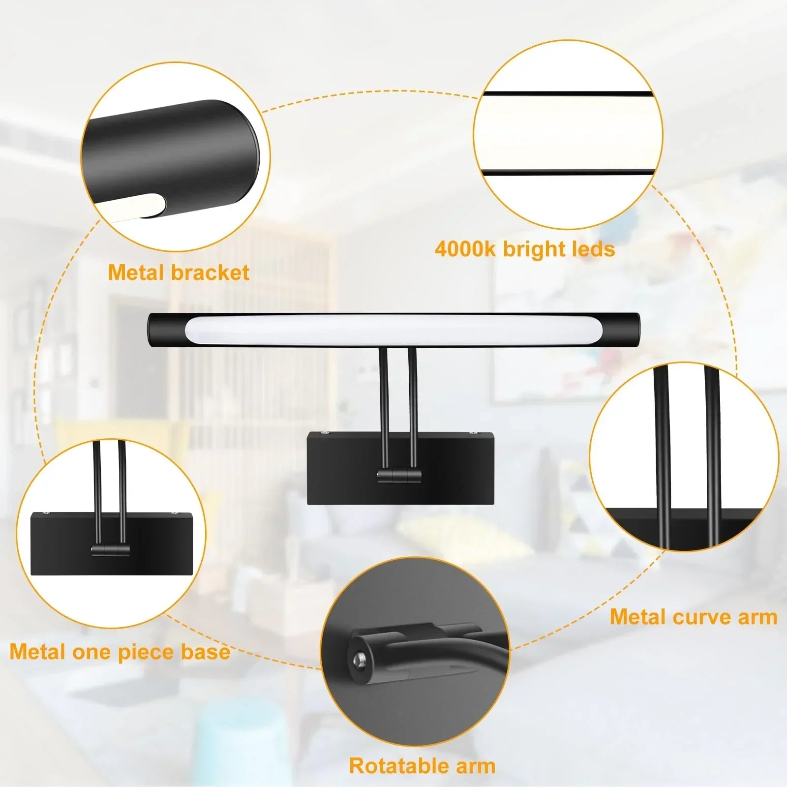 Hardwired Picture Light for Wall Black,14 inch Night Light LED Wall Sconces for Pictures,Dart Board Lights Wall Lights for Dartboard Mirror Frame Gallery