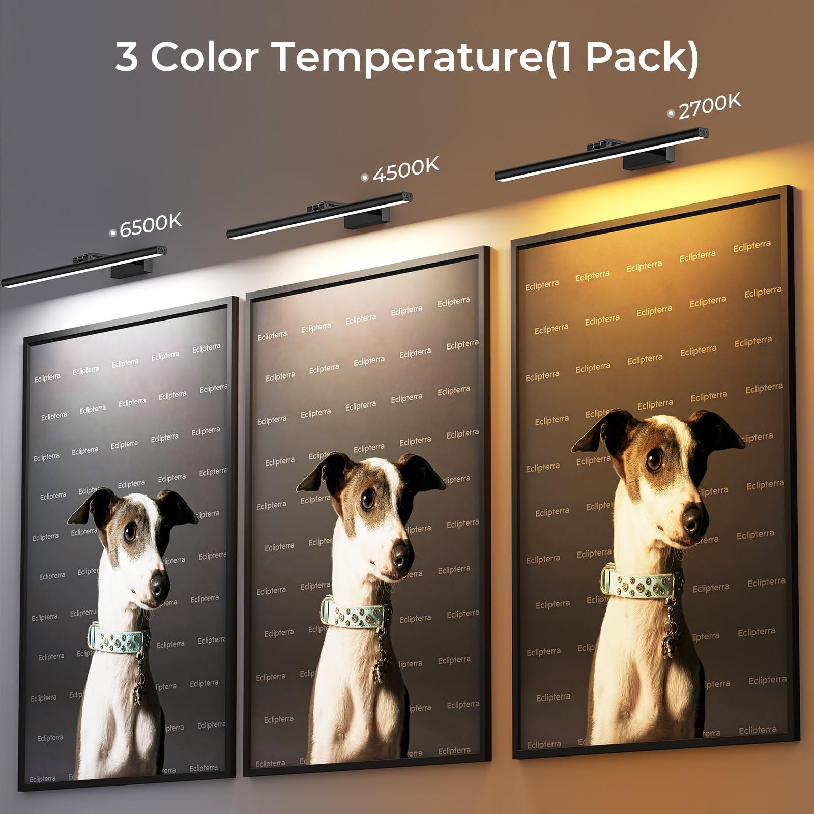 Wireless Rechargeable Picture Light 16inch LED Wall Art Lamp Remote Black