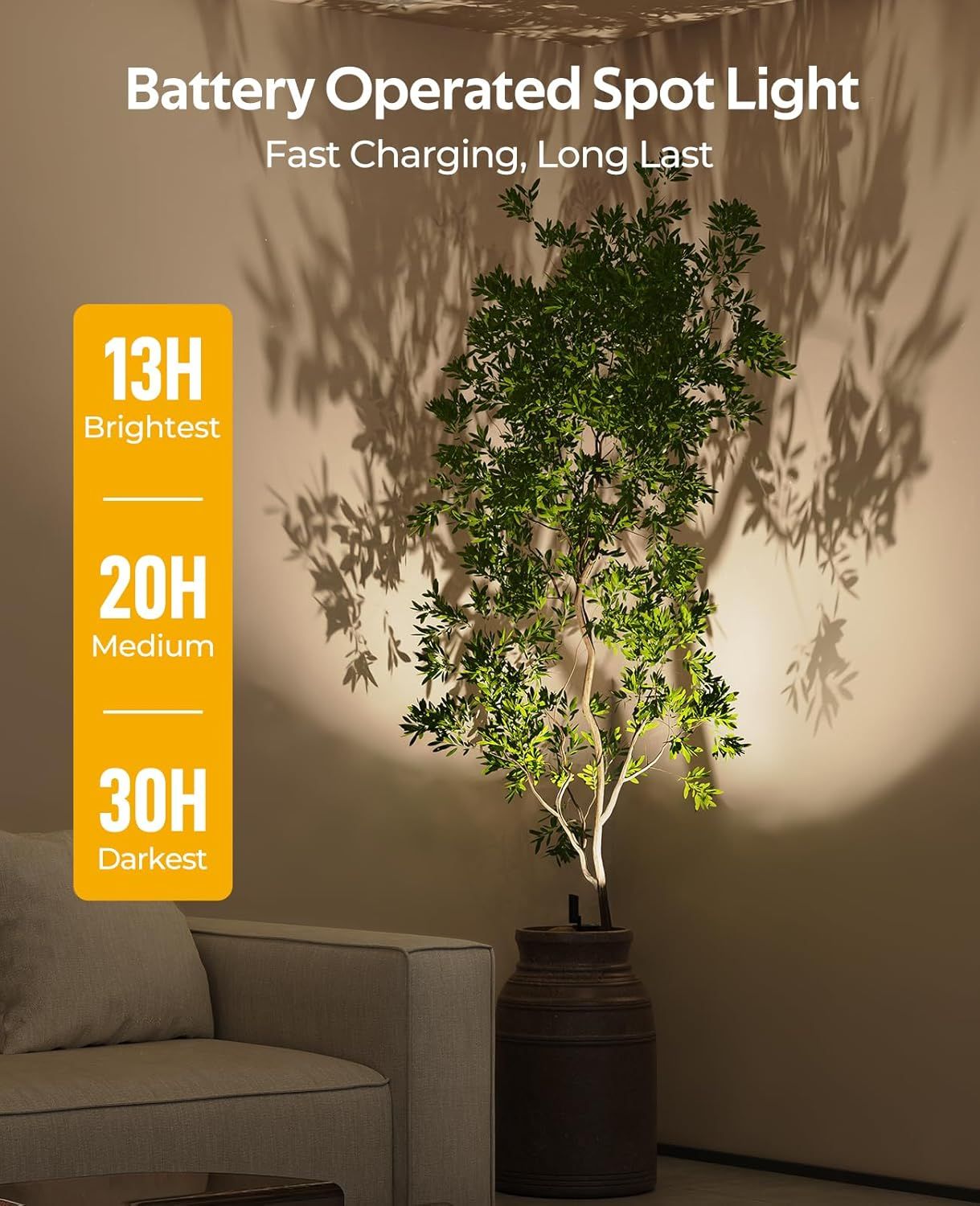 Spotlights Indoor, No-Glare Rechargeable Floor Can Light for Plants with Remote, Wireless Art Accent Spot Lights Uplight for Painting, Picture, Dartboard, Home, Corner Sofa Display 2PCS