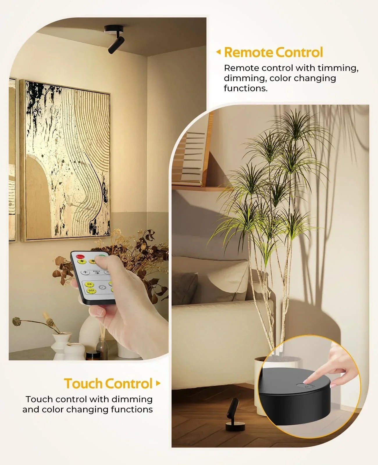 Spotlights Indoor, No-Glare Rechargeable Floor Can Light for Plants with Remote, Wireless Art Accent Spot Lights Uplight for Painting, Picture, Dartboard, Home, Corner Sofa Display