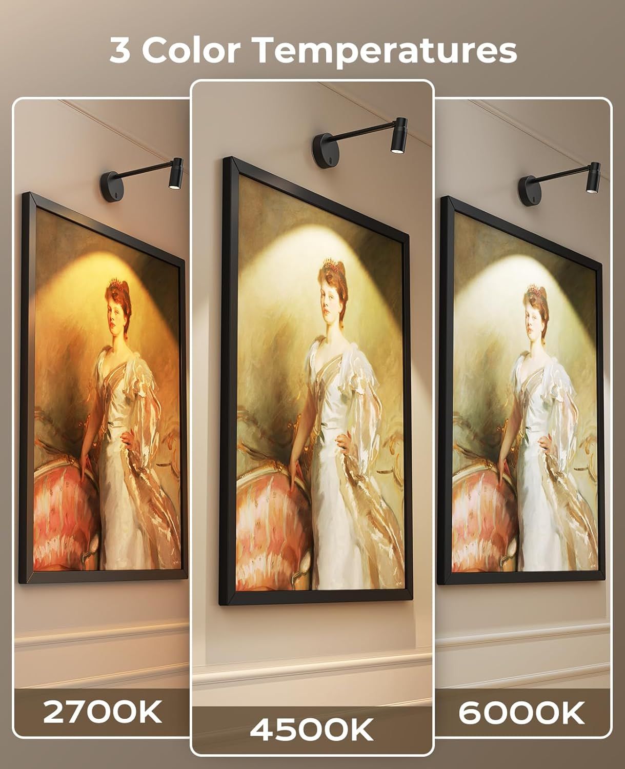 Zoomable Picture Light for Wall, Battery Operated Art Light for Paintings CCT Dimmable Spotlight for Wall Art Wall Light with Remote Control for Living Room Gallery Dartboard Bathroom