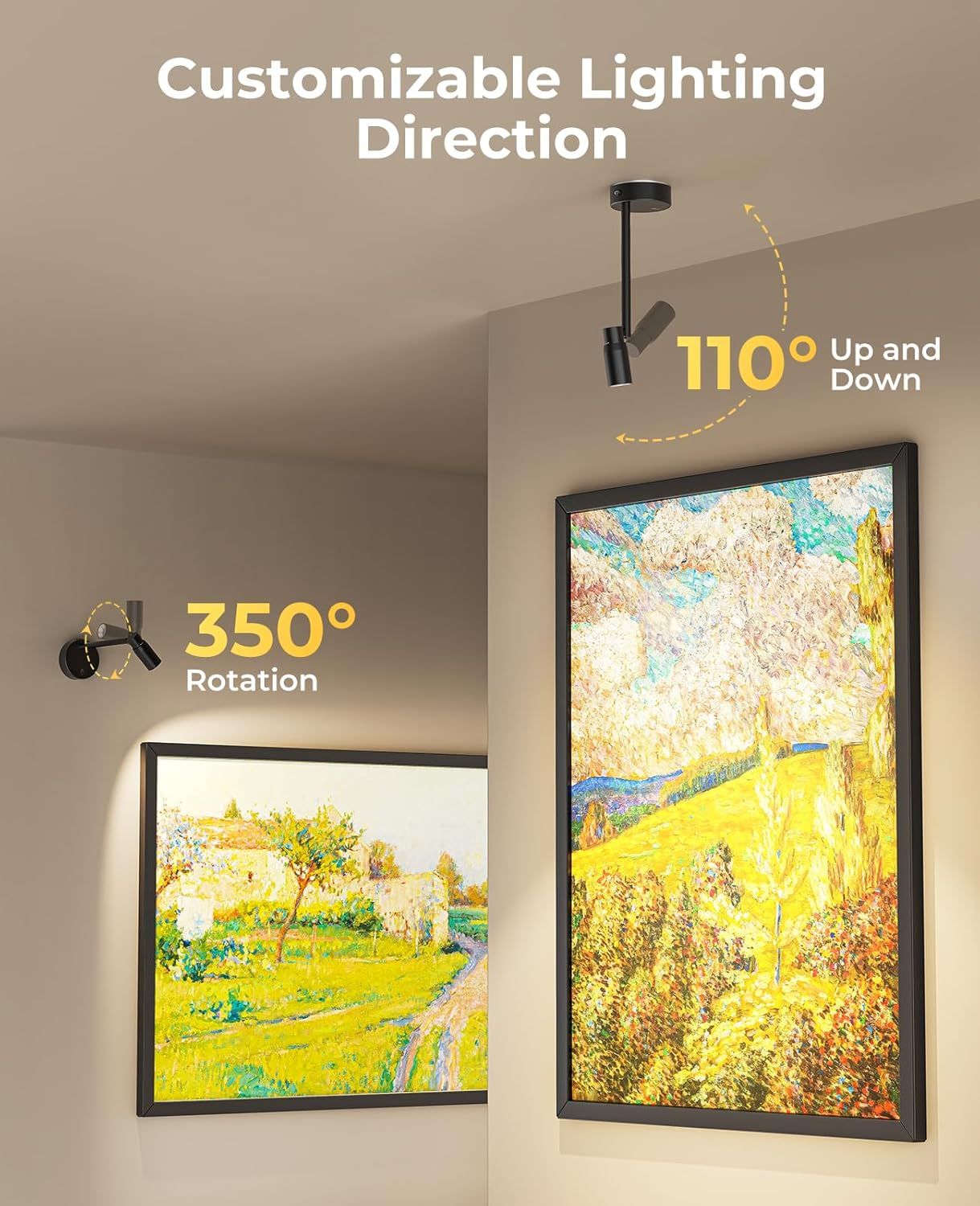 Zoomable Picture Light for Wall, Battery Operated Art Light for Paintings CCT Dimmable Spotlight for Wall Art Wall Light with Remote Control for Living Room Gallery Dartboard Bathroom
