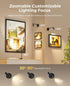 Zoomable Picture Light for Wall, Battery Operated Art Light for Paintings CCT Dimmable Spotlight for Wall Art Wall Light with Remote Control for Living Room Gallery Dartboard Bathroom 2PCS