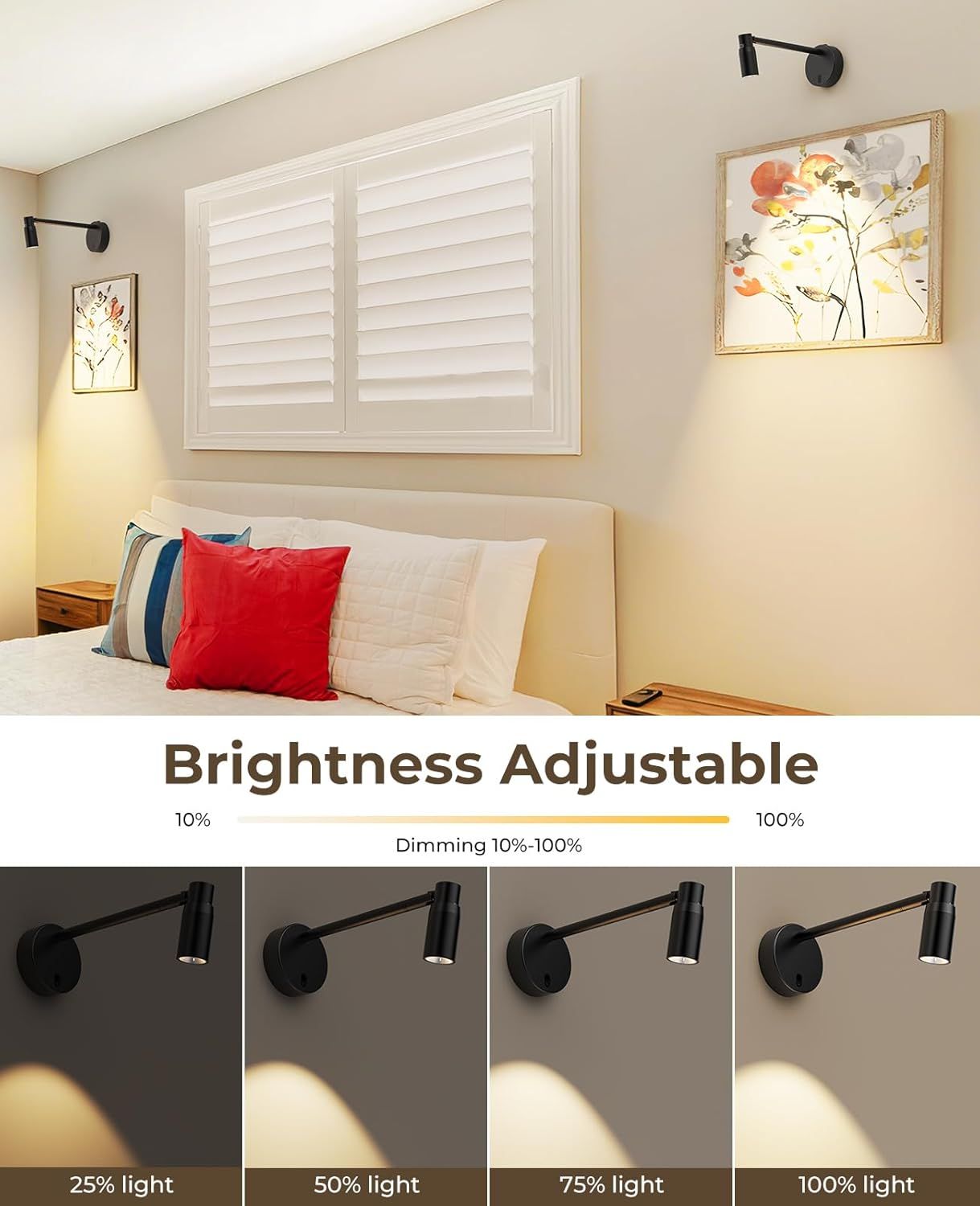Zoomable Picture Light for Wall, Battery Operated Art Light for Paintings CCT Dimmable Spotlight for Wall Art Wall Light with Remote Control for Living Room Gallery Dartboard Bathroom 2PCS