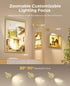 Zoomable Picture Light for Wall, Battery Operated Art Light for Paintings CCT Dimmable Spotlight for Wall Art Wall Light with Remote Control for Living Room Gallery Dartboard Bathroom Light Gold