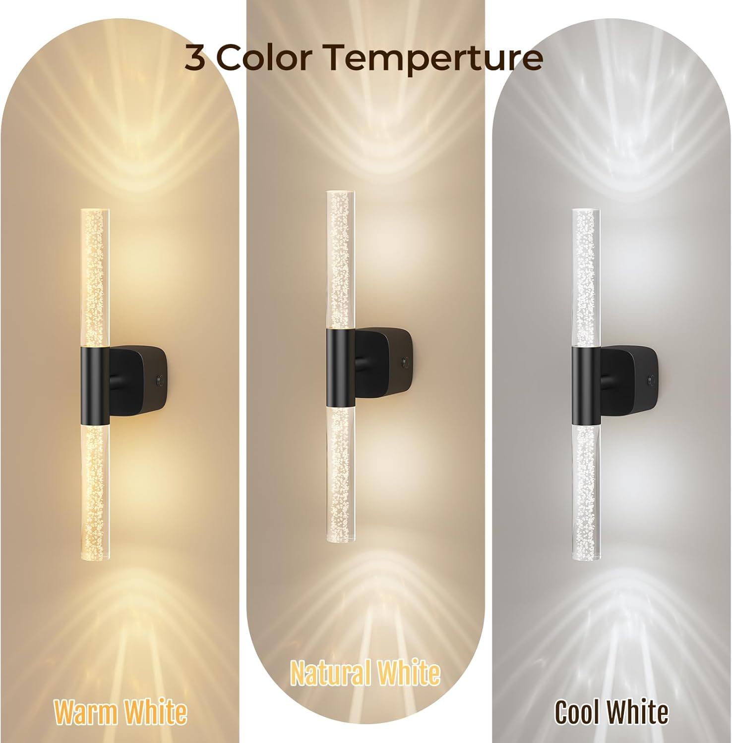 Battery Operated Wall Sconce Set of 2 Black Rechargeable Crystal Sconce Wall Decor Set of 2 with 12000mAh 16