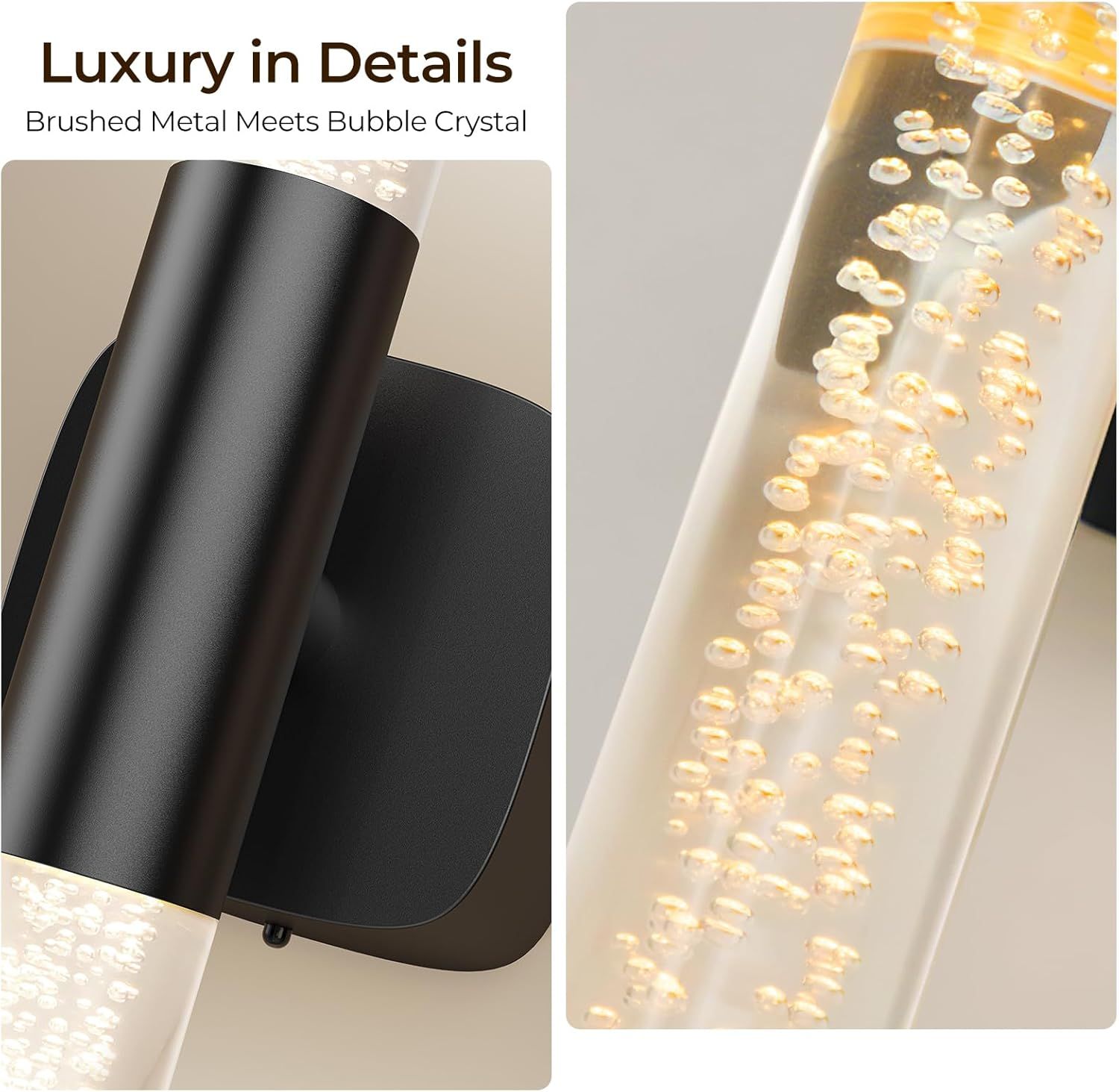 Battery Operated Wall Sconce Set of 2 Black Rechargeable Crystal Sconce Wall Decor Set of 2 with 12000mAh 16