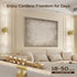 Battery Operated Wall Sconce Set of 2 Brushed Gold 12000mAh Rechargeable Wall Light with Crystal Acrylic 24" Wireless CCT Dimmable 350°Rotate Remote Wall Lamp for Bedroom Living Room