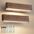 Magnetic Wireless Battery Operated Wall Sconce, Rechargeable Remote Control & Touch Control Wall Sconces Set of Two, 3-Color Temperatures LED Wall Lights, 360° Rotatable (Walnut, 2-Pack)