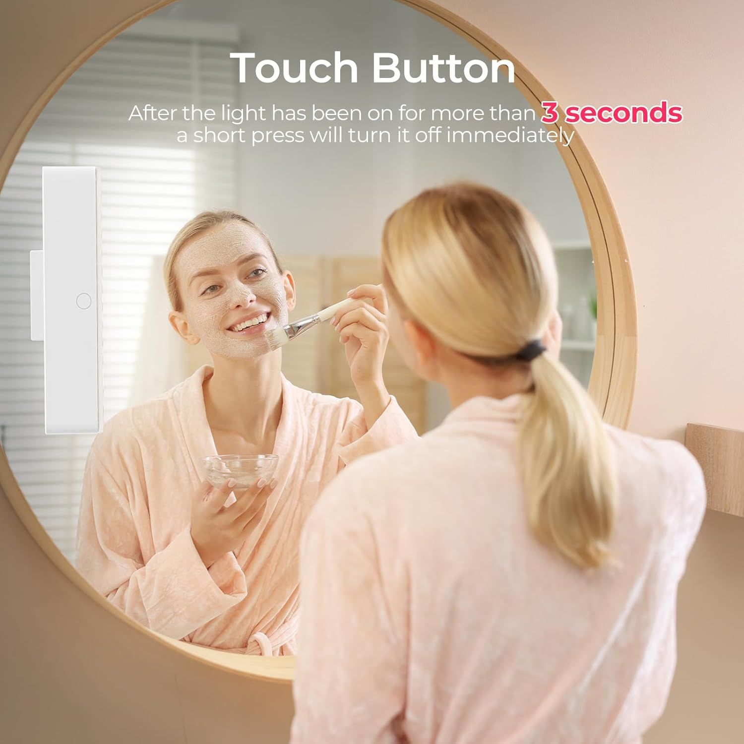 Wireless Vanity Lights for Mirror Set of 2-4000mAh Rechargeable Stick On Makeup Light with CCT Modes & Dimmable Brightness, Cordless Light for Mirror, Vanity, Bathroom, Renter Friendly