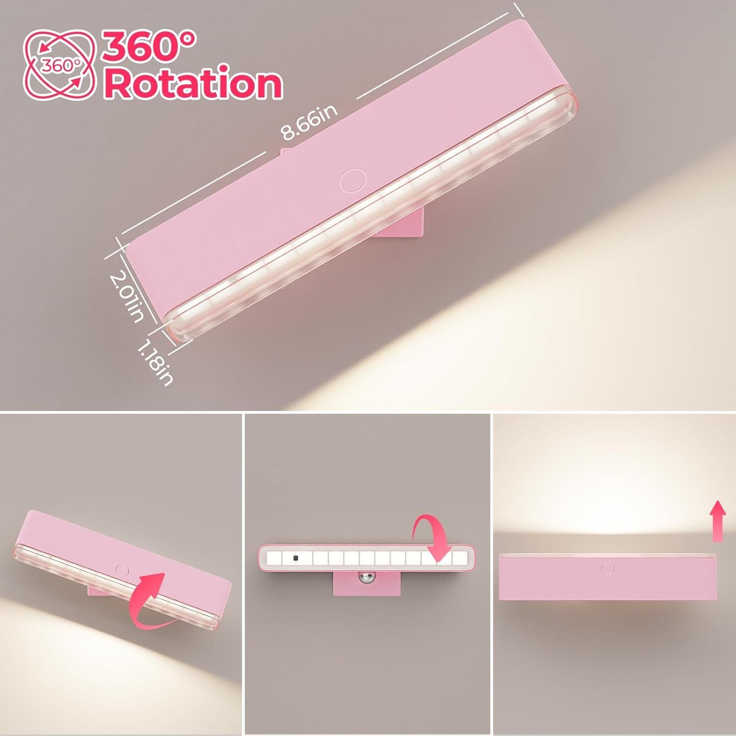 Wireless Vanity Lights for Mirror Set of 2-4000mAh Rechargeable Stick On Makeup Light with CCT Modes & Dimmable Brightness, Cordless Light for Mirror, Vanity, Bathroom, Renter Friendly