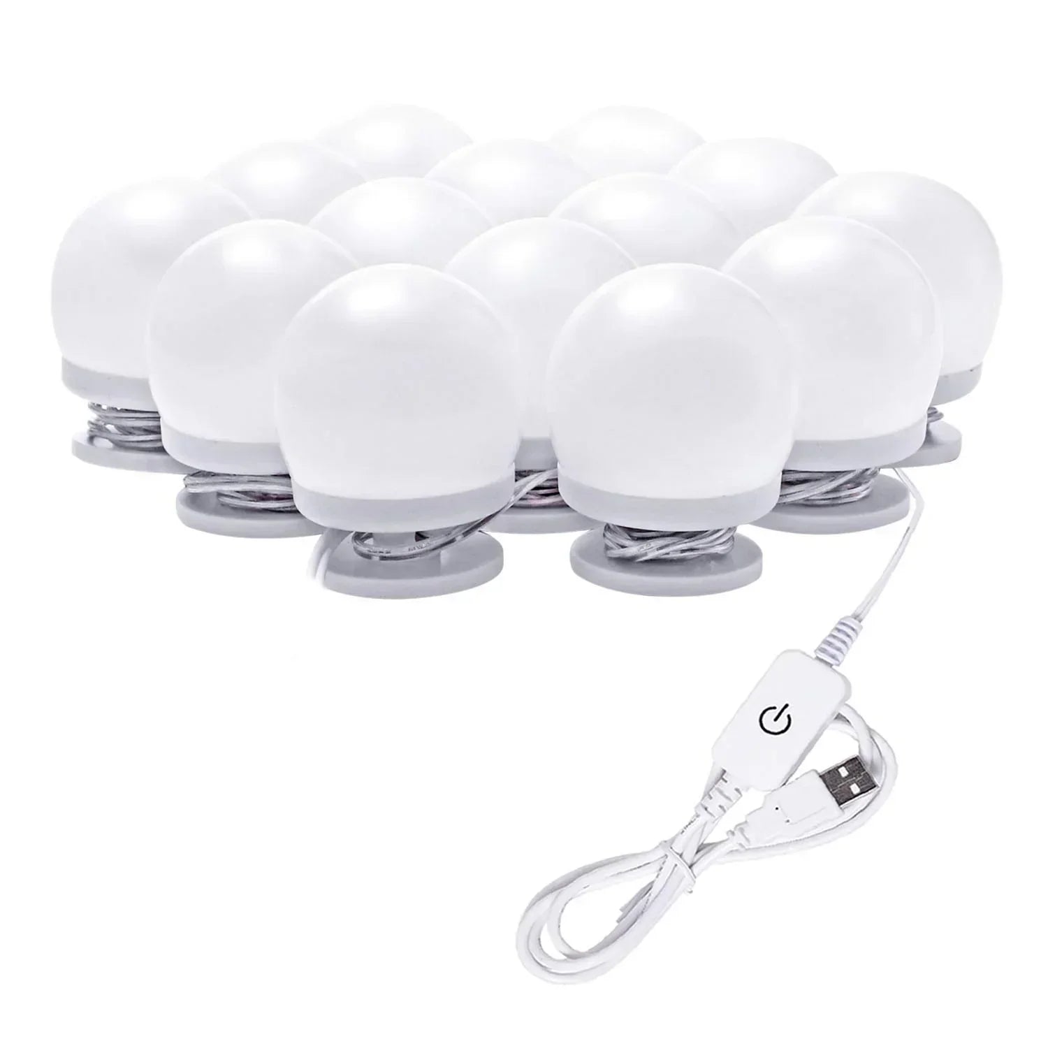 Hollywood LED Vanity Mirror Lights Kit, Dimmable Stick on USB Vanity Lights,Makeup Light Strip for for Bedroom, Dressing Room, Wedding, Party illuminating, CRI>90 (4000K Natural White 14 Bulbs 5V USB)