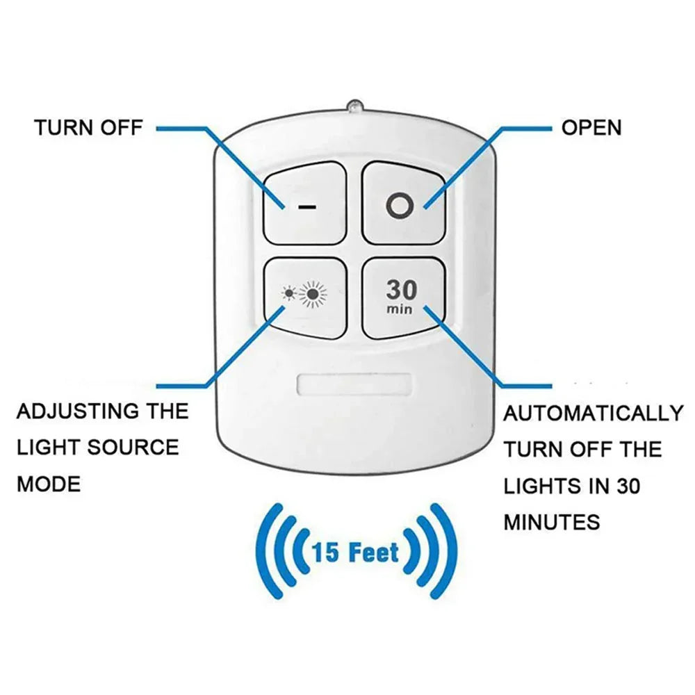6 LED Light Set with Remote - Cool White for Cabinets & Displays