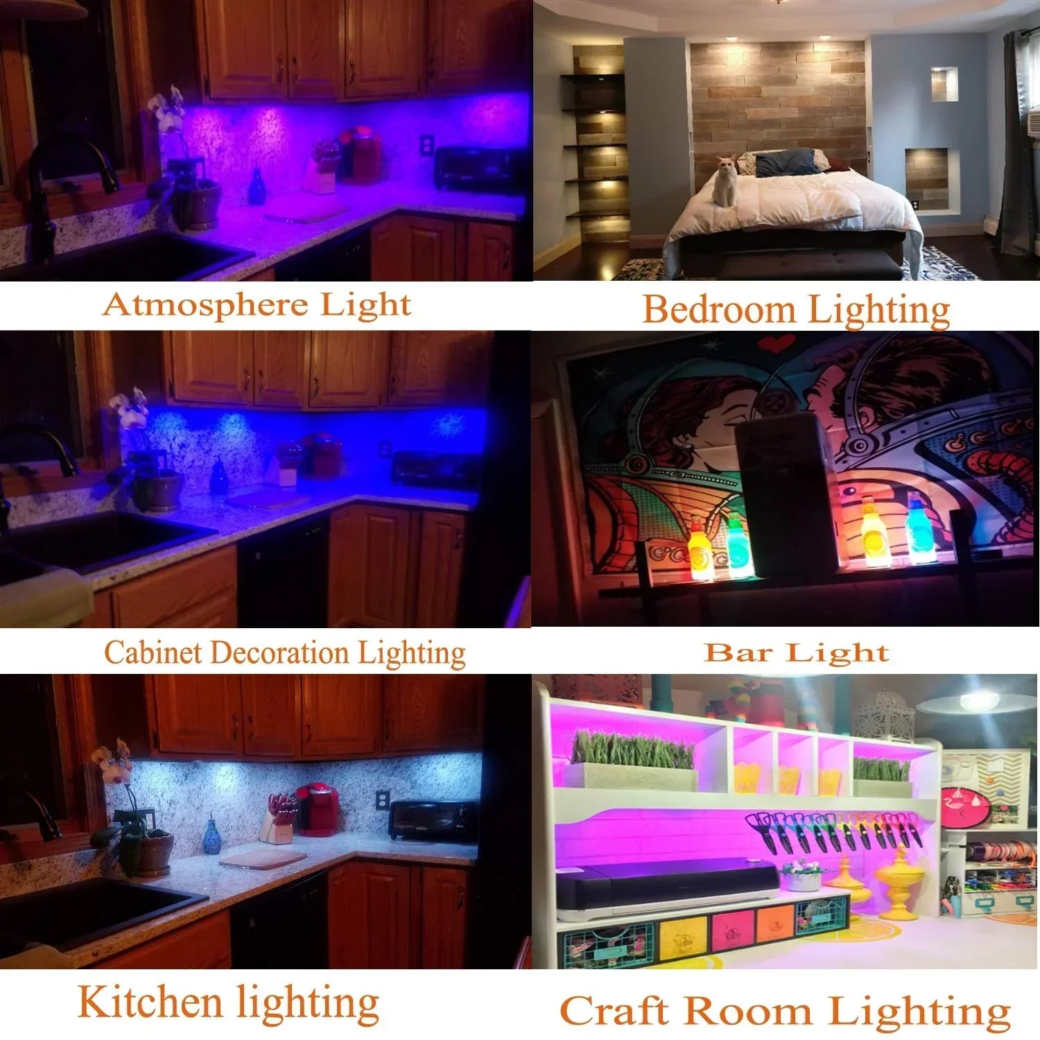 RGB Color Changing LED Under Cabinet Lighting Kit,Aluminum Slim Cabinet LED Puck Lights for Kitchen Counter Wardrobe Counter Furniture Shelf Ambiance Christmas Xmas Decoration Lighting (8)