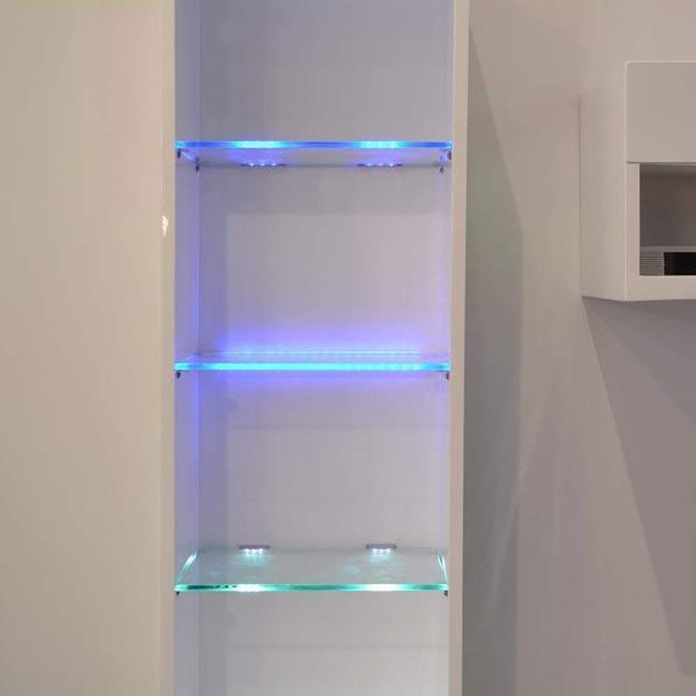 LED Under Cabinet Night Lights Kit for Glass Edge Shelf Back Side Lighting Using Flexible Cable and Clip with RF Remote(6 Lights RGB)