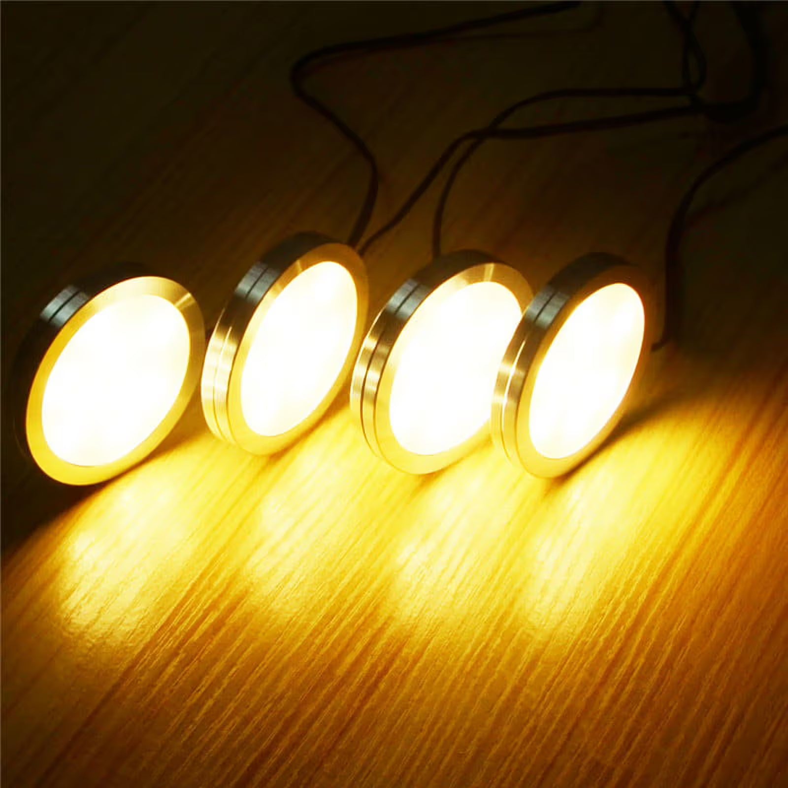 Under Cabinet LED Puck Lights, Slim Aluminum Round Flat LED Lights 2W 12V DC Hardwired 30cm Wire, Warm White 2700K, Ideal for Kitchen Counter, Closet, RV Camper & Marine Boat Interior Lighting (10 Pack)