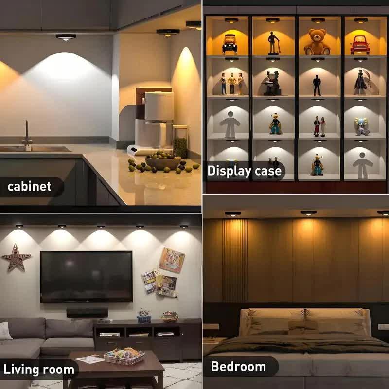 6 Lights LED Rechargeable Slim Cabinet Light, 2cm, Remote Control, Magnetic Mount