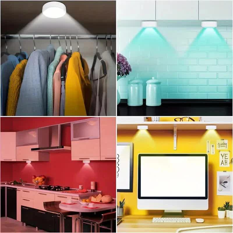 6 Pack RGBW LED Cabinet Lights, Remote Control, Battery Powered