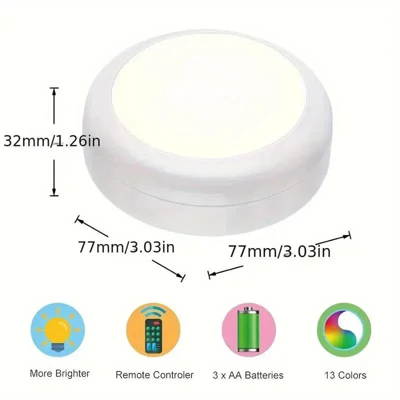 6 Pack RGBW LED Cabinet Lights, Remote Control, Battery Powered