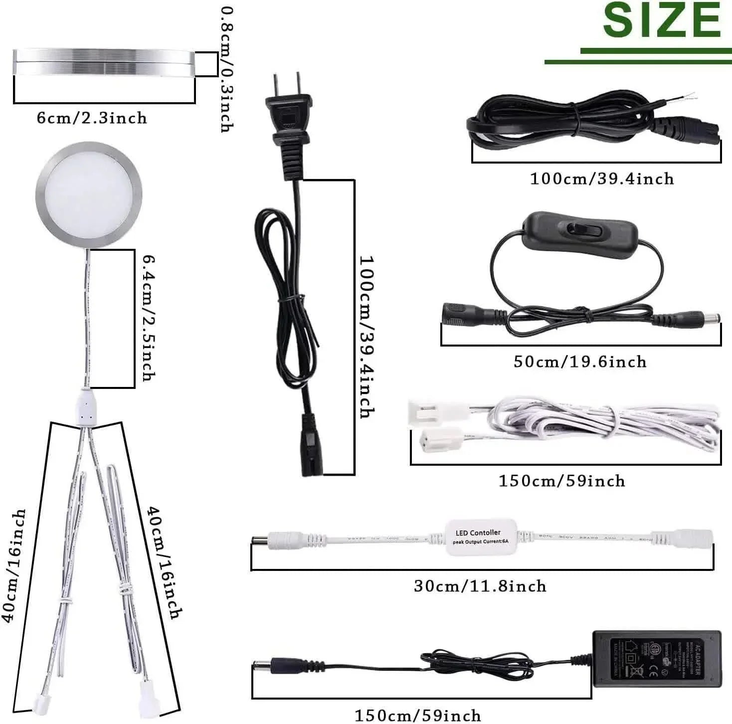 Linkable Under Cabinet LED Lighting 12V Dimmable Puck Lights with Wireless RF Remote Control, Hardwired & Wall Plug in for Kitchen Mood Lighting,Daylight White