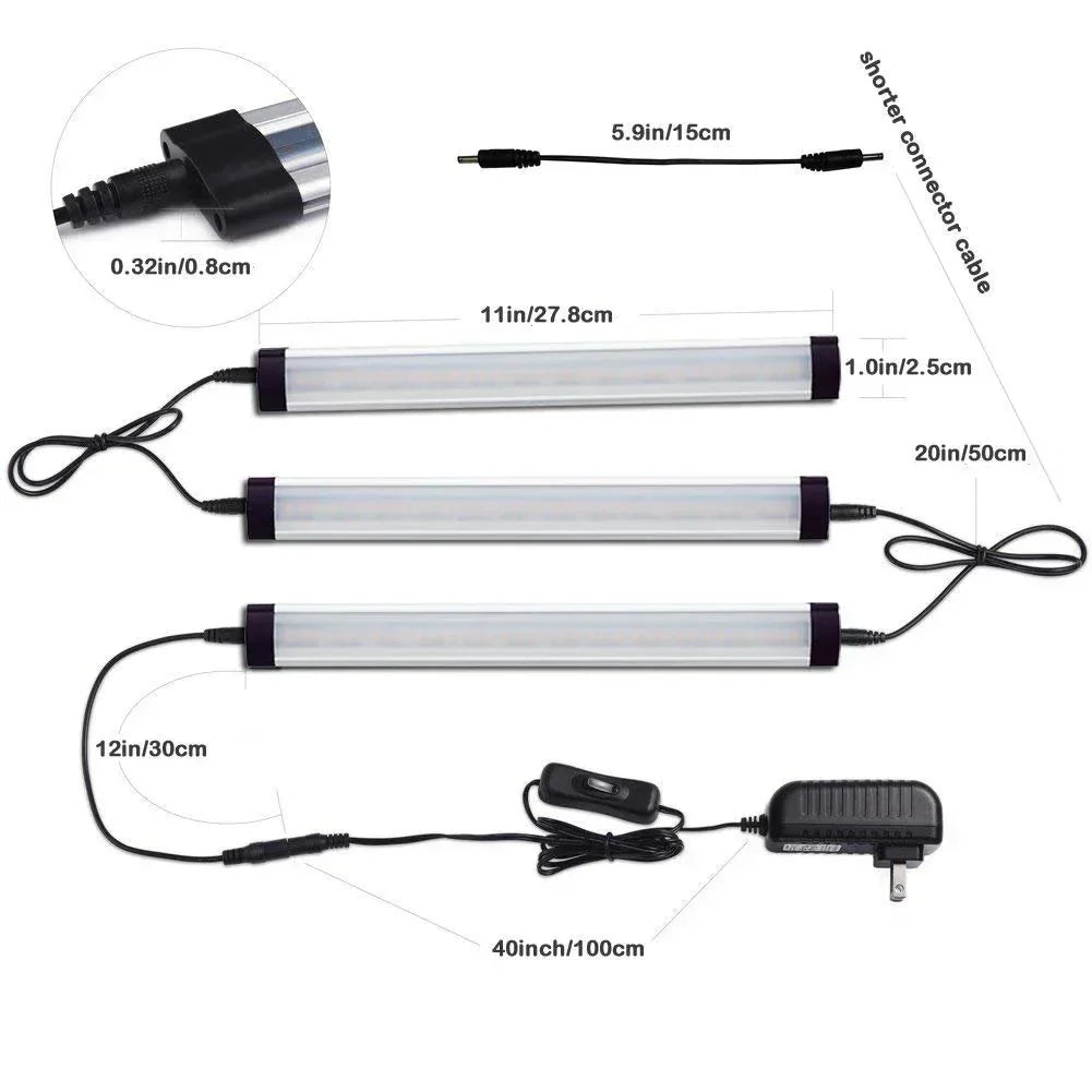 Dimmable Led Under Cabinet Lighting Bar Linkable Kits with Rocker Switch Under Counter Kitchen,Showcase,Shelf Lighting(3 Panel Kits Cold White)