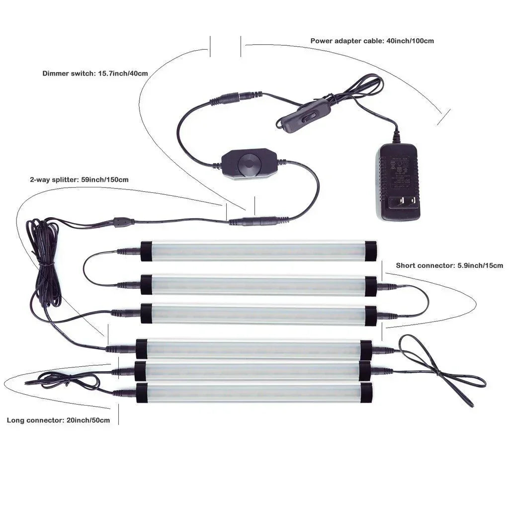 Dimmable Led Under Cabinet Lighting Bar Linkable Kits with Rocker Switch Under Counter Kitchen,Showcase,Shelf Lighting(6 Panel Kits Cold White)
