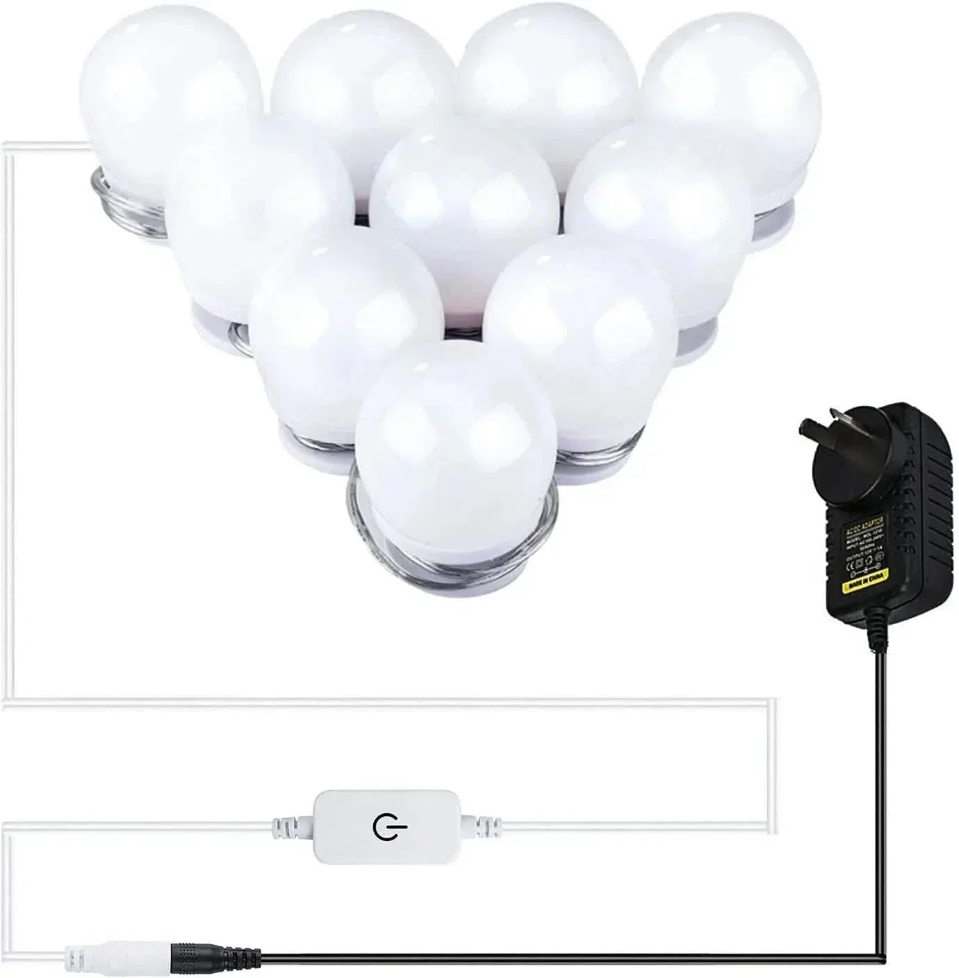 Hollywood LED Vanity Mirror Lights Kit,Stick on Dimmable Makeup Lights, 12V Mirror Lighting Strip Fixture for Vanity Dressing Table Set, Bedroom Wall Lights,CRI>90 (4000K Natural White,10 Bulbs)