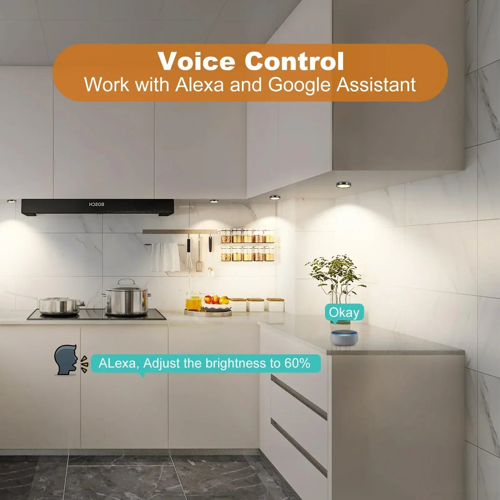 3 Pack Smart Under Cabinet Lights Hardwired,Dimmable LED Light for Kitchen Under Cabinet with Alexa Google Remote APP Control for Under Counter Lights for Cabinet Closets(Cold White)