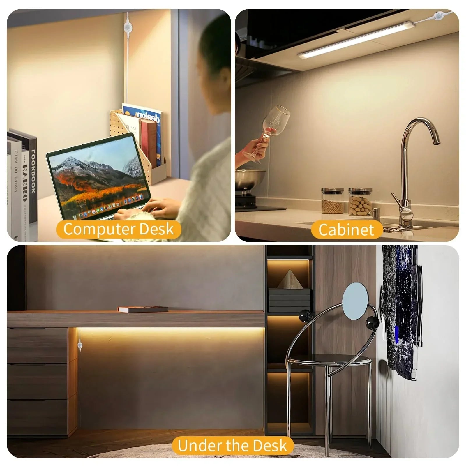 LED Under Cabinet Kitchen Lights for Motion Sensor Light,Dimmable 4000K Under Cupboard Light,Under Counter Light with Automatic Shut Off Timer (Natural White) [Energy Class E]