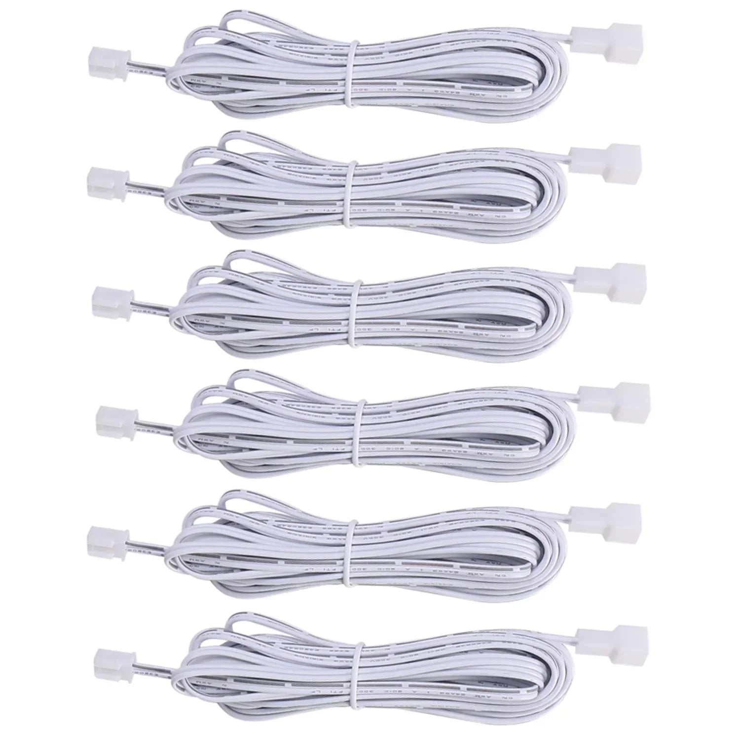Extension Cables 9.84FT LED Under Cabinet Puck Lighting, 2-Pin Male and Female Cable Connector Extension Cords for Led Puck Lights with White Cords (6 Pack) 2-PIN ONLY