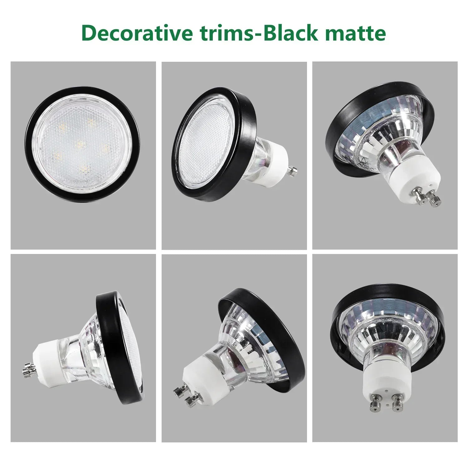 6 Pack GU10/MR16 Bulb Decorative Trim Rings, Heat Insulation Anti-Scald Protective Rings for Track Lighting, Snap-On Spring-Loaded Design (Matte Black)