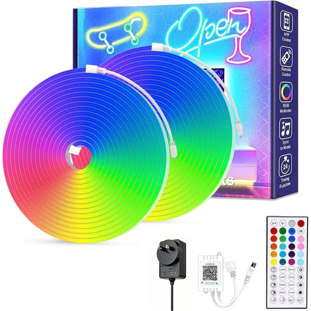 10m LED Neon Rope Lights RGB App Remote Control Music Sync IP67 Waterproof DIY