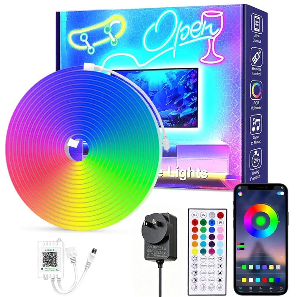 5m LED Neon Rope Lights RGB App Remote Control Music Sync IP67 Waterproof DIY