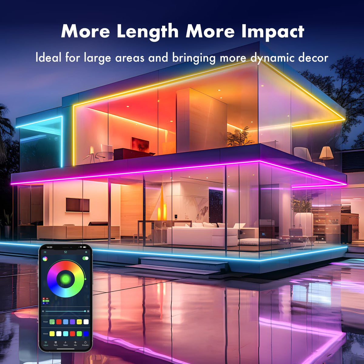 5m LED Neon Rope Lights RGB App Remote Control Music Sync IP67 Waterproof DIY