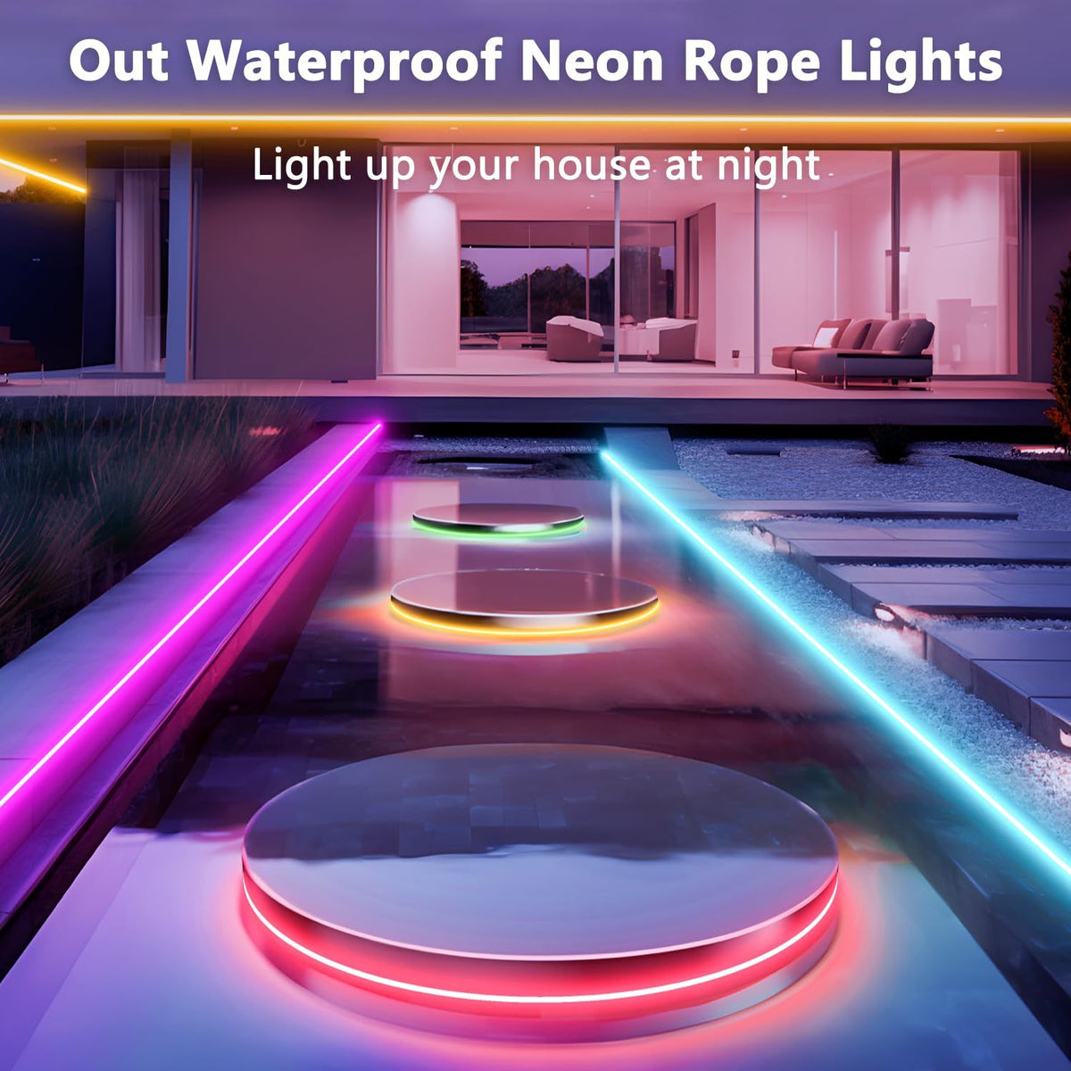 5m LED Neon Rope Lights RGB App Remote Control Music Sync IP67 Waterproof DIY