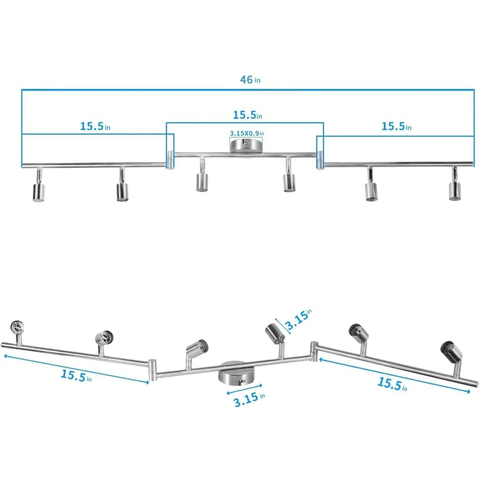 Kitchen Lights, 6-Light Ceiling Lighting Kits, Swivelling Ceiling Spotlight for Bedroom, Kitchen and Living Room(GU10 LED Bulbs not Included) (Brush Nickel)