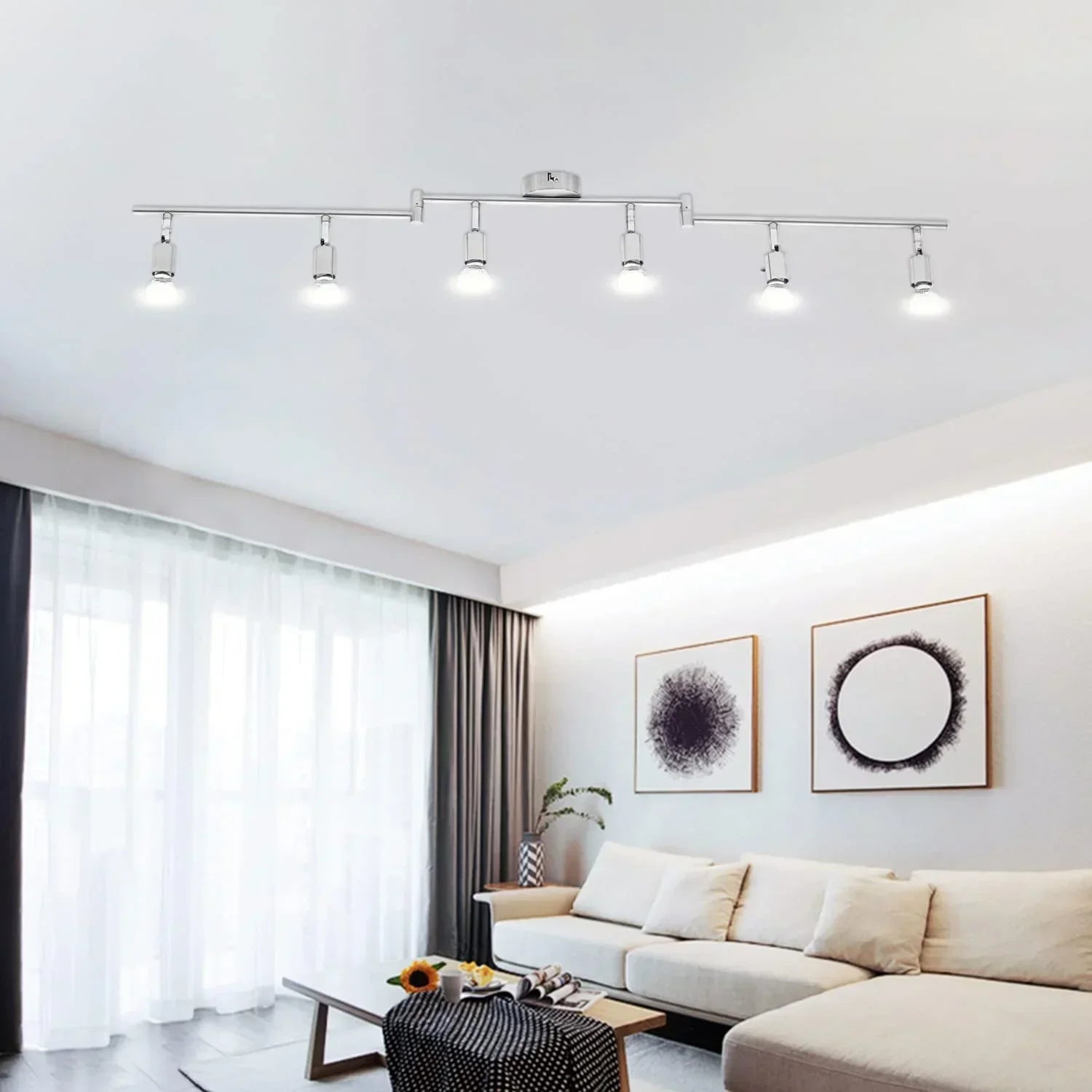 Kitchen Lights, 6-Light Ceiling Lighting Kits, Swivelling Ceiling Spotlight for Bedroom, Kitchen and Living Room(GU10 LED Bulbs not Included) (Brush Nickel)