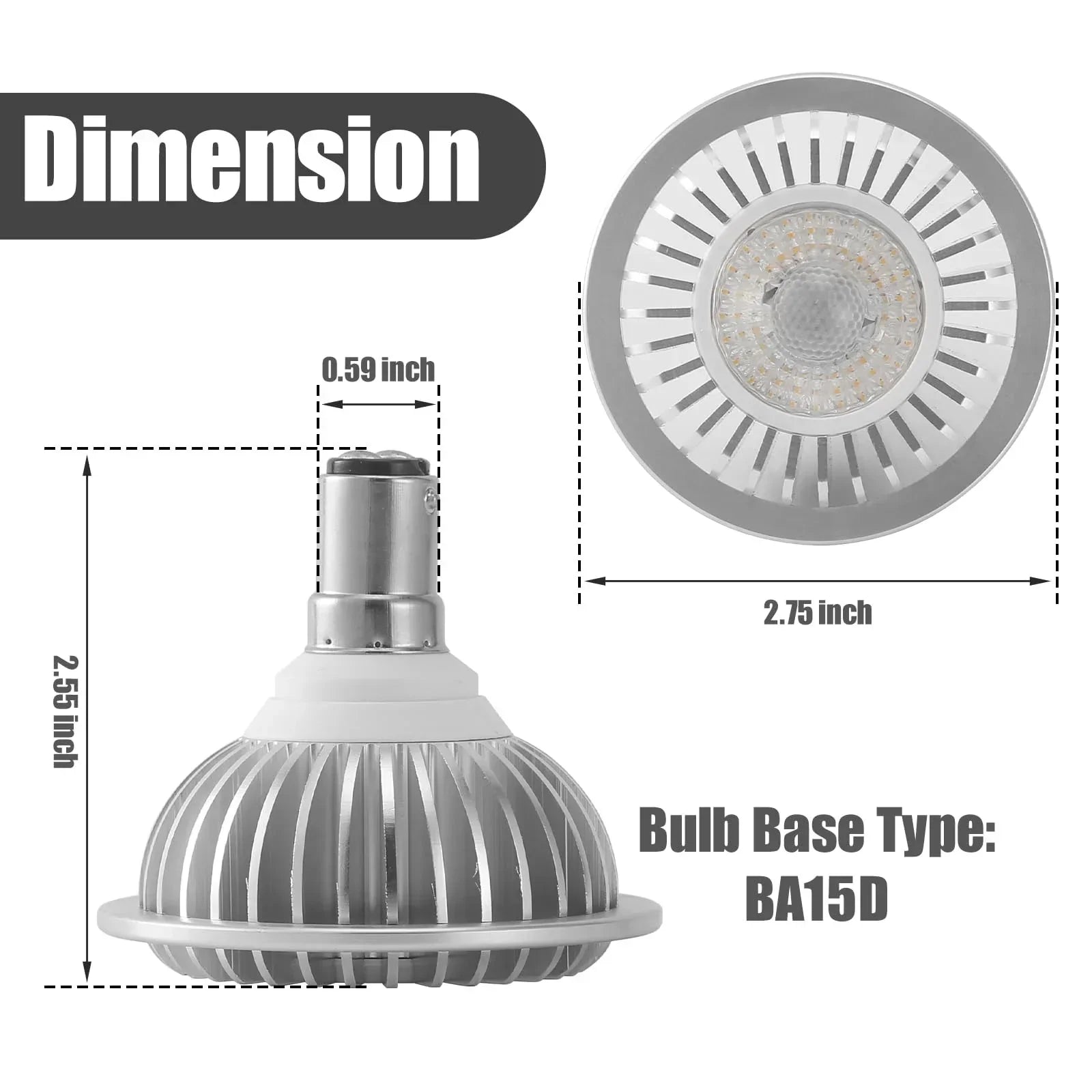AR70 LED Light Bulb BA15D B15 Base, AC/DC12V Input, 7W 500lm for Home Household Commercial Lighting, 50W Halogen Lamp Replacement(Natural White,4 Pack)