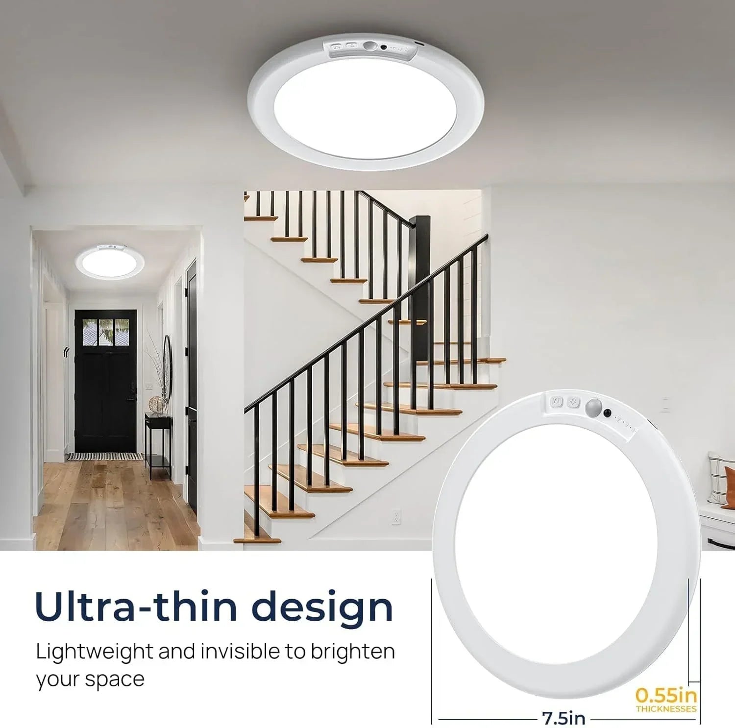 Rechargeable Motion Sensor Ceiling Light with Remote, Battery Ceiling Light Wireless, 3 Colors Dimmable Indoor Overhead LED Lights for Closet Shower Pantry Shed Hallway Porch 4PACK