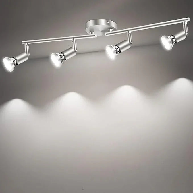 LED Ceiling Light,4 Way Rotatable Spot Lights for Ceiling,Flexible Ceiling Lights for Bedroom,Living Room, Black Nickel with Protectiv Bulb Trims(Gu10 Bulbs Not Included)