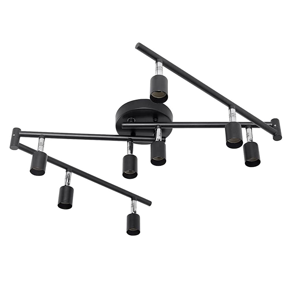 Aiboo 8-Light LED Track Lighting Kit, Swing Arm, GU10, Matte Black Finish
