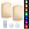Battery Operated Wall Lights Indoor with Remote, Wireless LED Wall Lights with Fabric Shade, 12 Colors + Day White Changeable Dimmable Wall Lamp for Living Room Bedroom Hallway