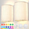 Wall Lights Set of 2, Battery Operated Fabric Sconce with Remote, LED Lamps in RGB+Warm White, Dimmable Timer for Bedroom and Living Room Lighting