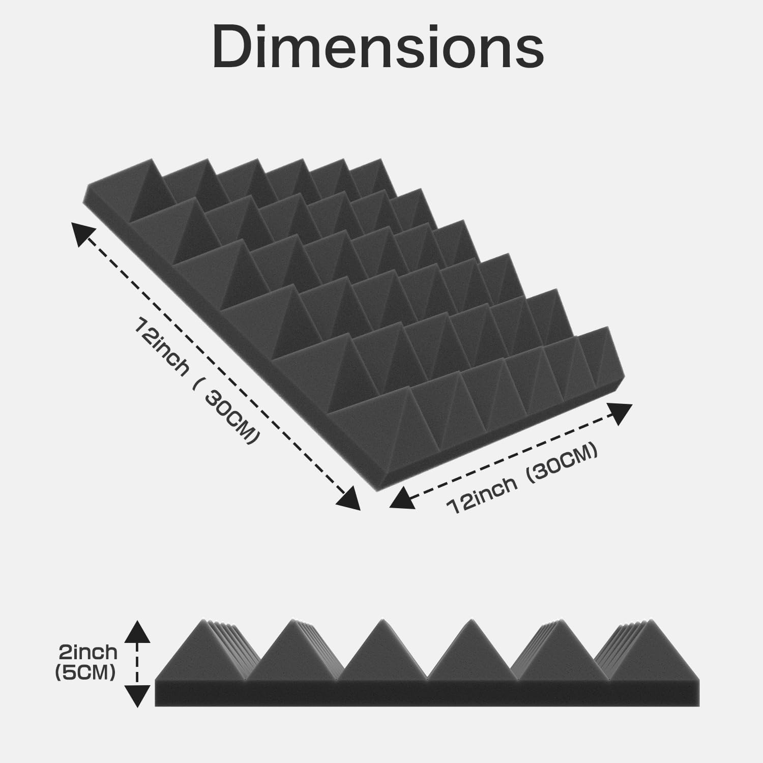 Acoustic Panels  Foam Pyramid 24pcs 30x30x5cm for Soundproof Padding Wall