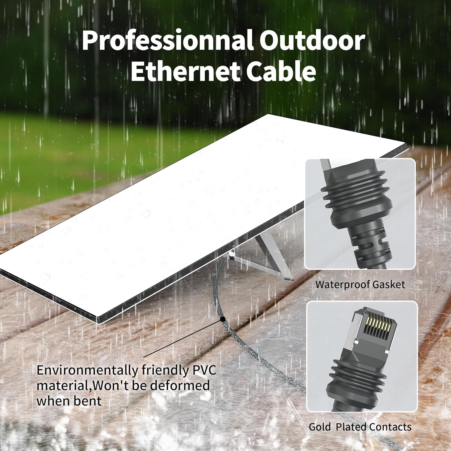 Starlink Gen 3 Ethernet Cable 33FT/ 10M Cable, Waterproof, Grey