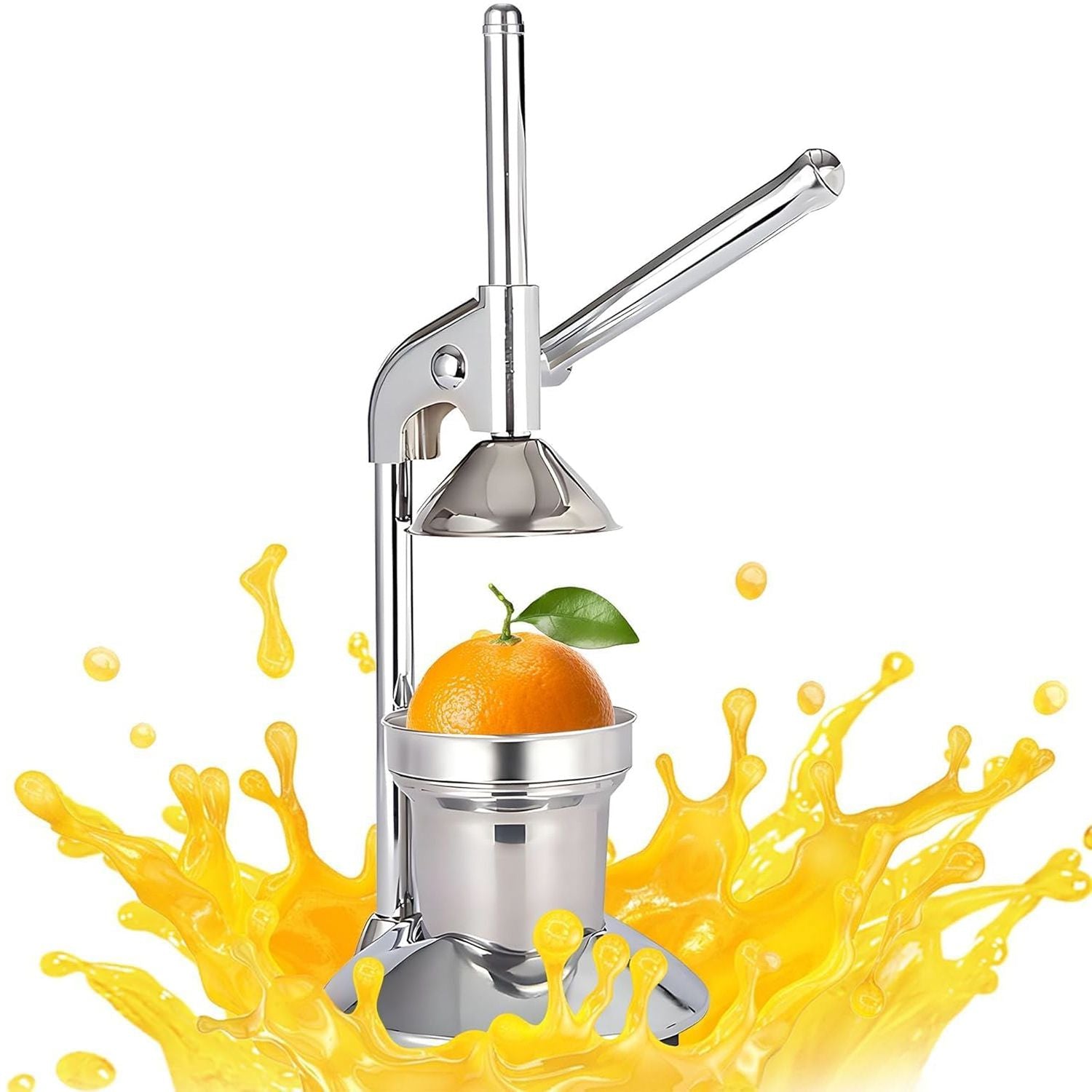 Manual Citrus Juicer Press 304 Stainless Steel Lever Hand Squeezer Silver 28cm
