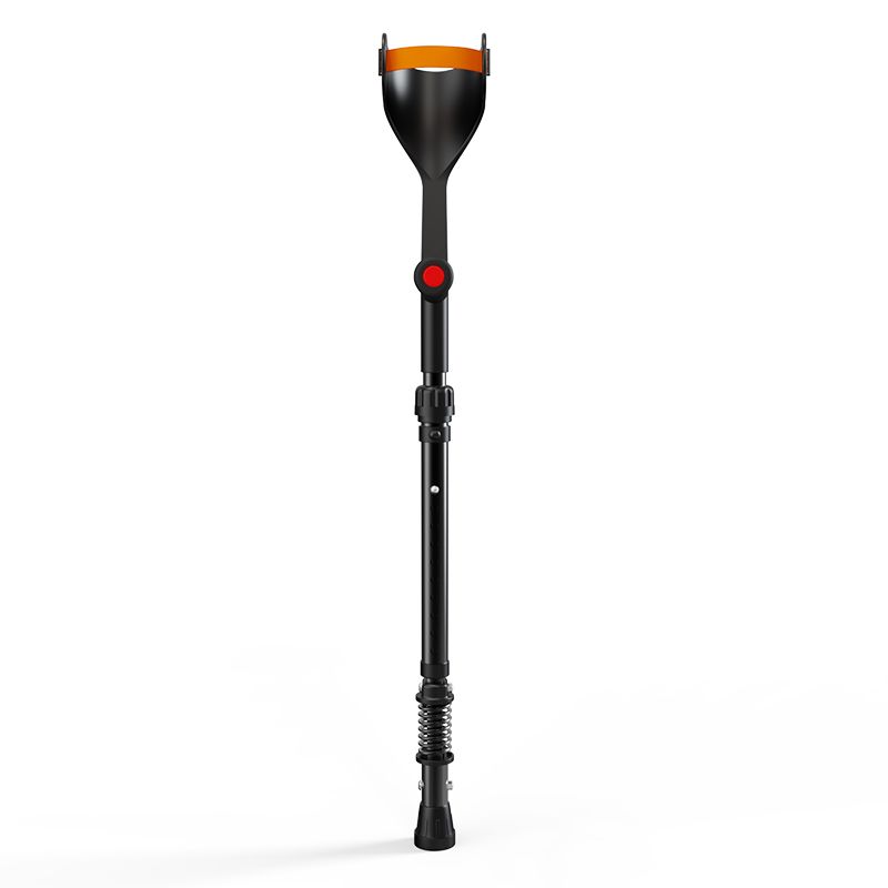 Pair of Adjustable Forearm Crutches for Adults, Lightweight Portable Walking Crutches with Spring Cushioning Design, Black