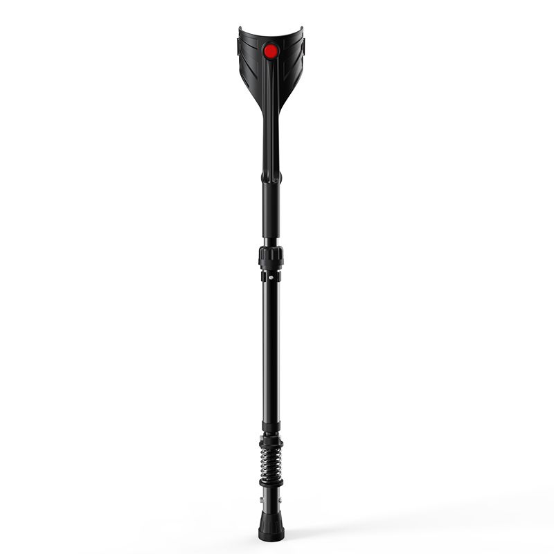 Pair of Adjustable Forearm Crutches for Adults, Lightweight Portable Walking Crutches with Spring Cushioning Design, Black